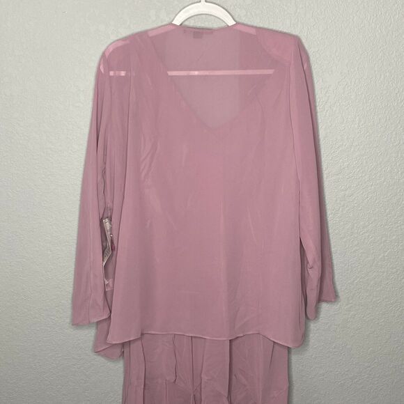 Roaman's Pink Sequin Handkerchief Hem Jacket Dress Set Size 18W - Picture 7 of 10